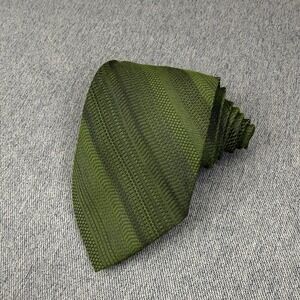VTG Superba Tie Green Geometric 100% Polyester Earth Tone Woven 56" 50s 60s MCM